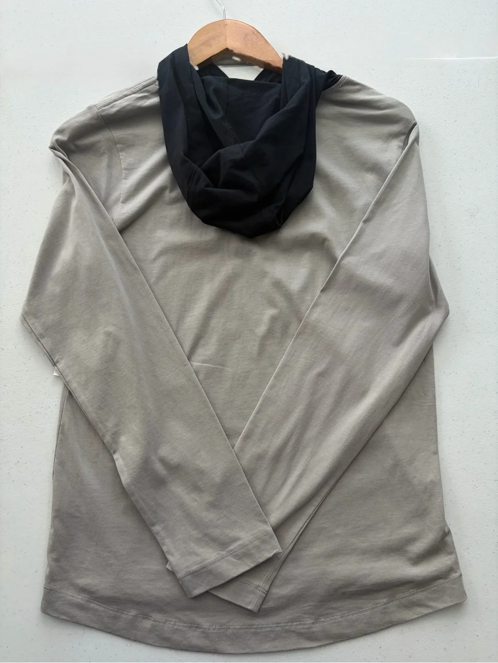 Nike Gray Long Sleeve Hoodie with Black Hood and Yellow Pennant